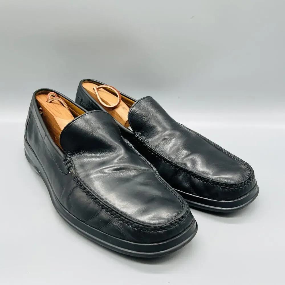 Cole Haan Shoes Men 11 Black Leather Vtg Air Moc Slip On Loafers 90s Y2k